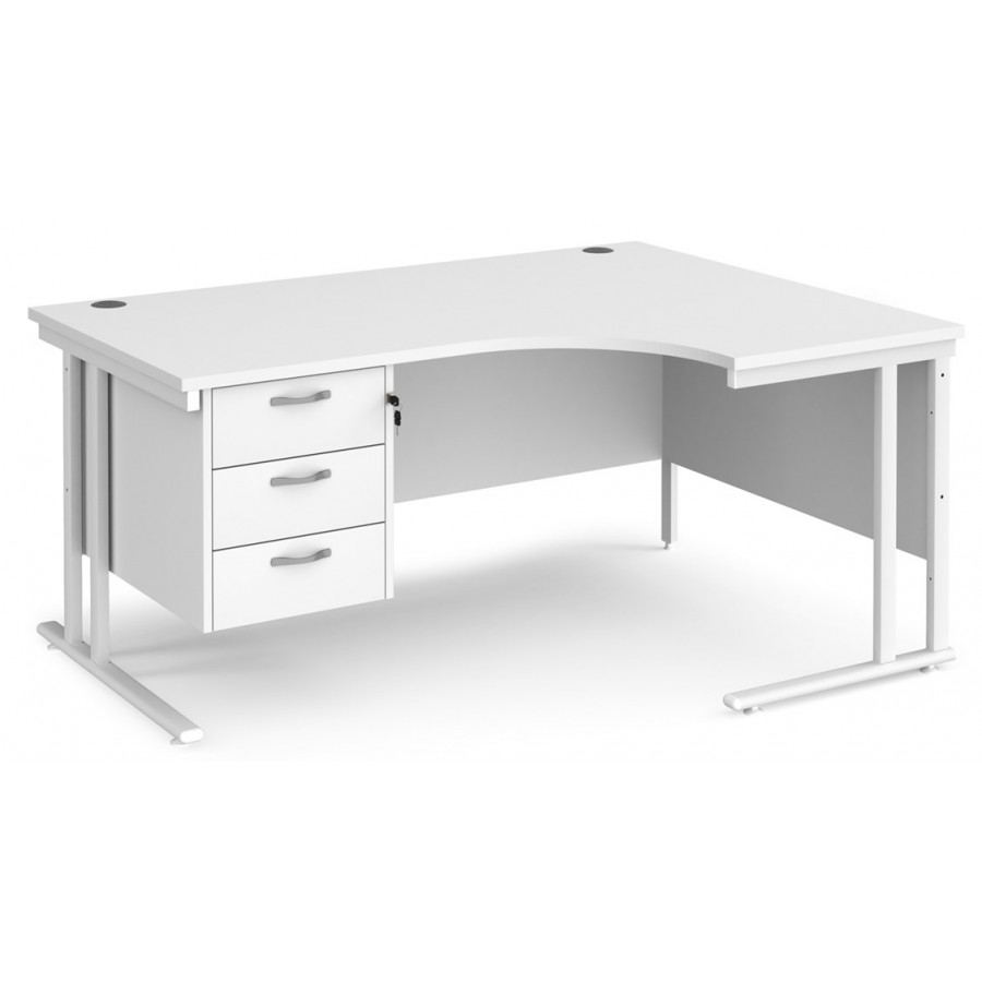 Maestro Cantilever Leg Corner Desk with Three Drawer Pedestal